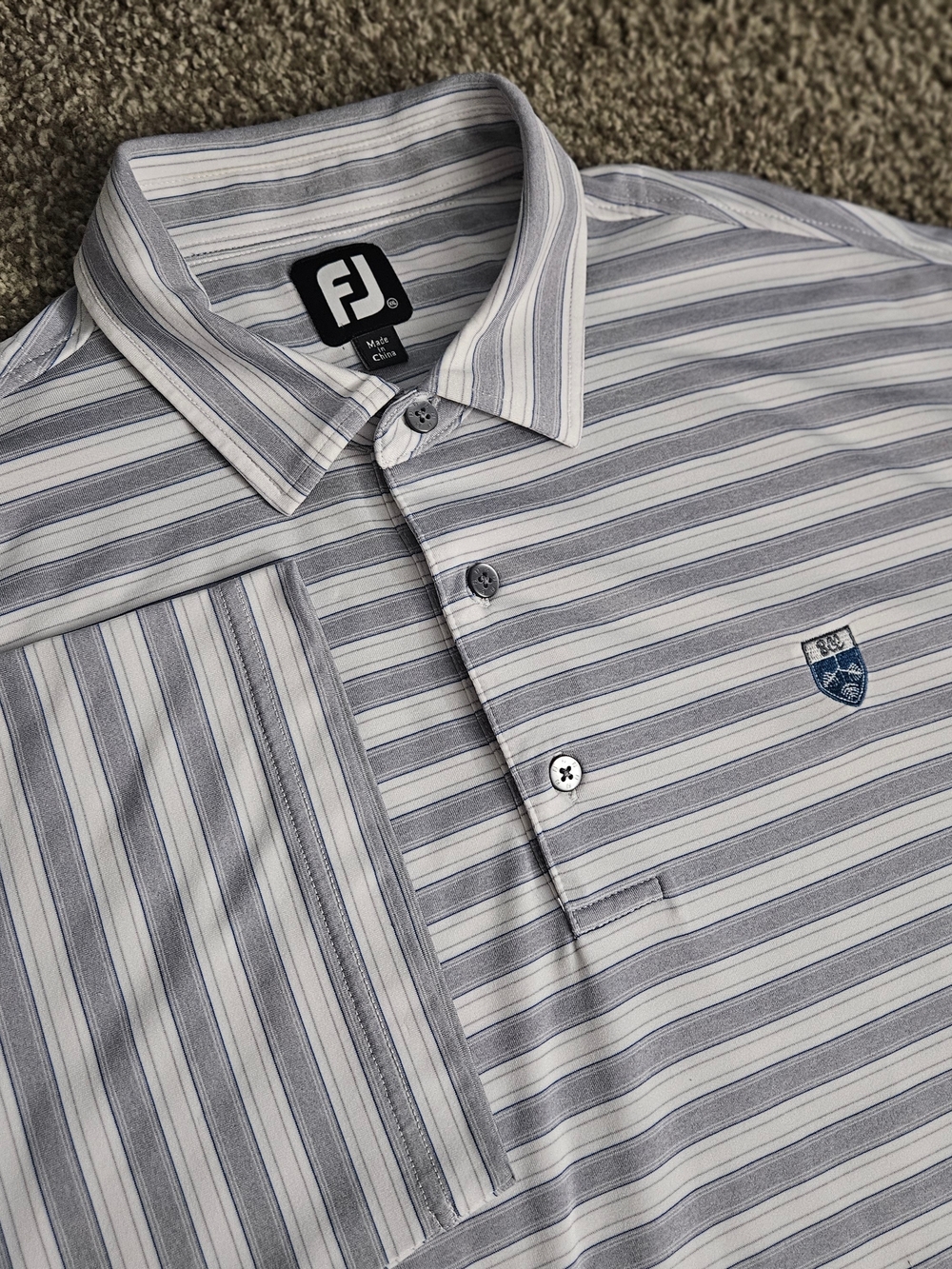 FootJoy Golf Polo Shirt Mens XXL Gray Striped Performance Logo Short Sleeve